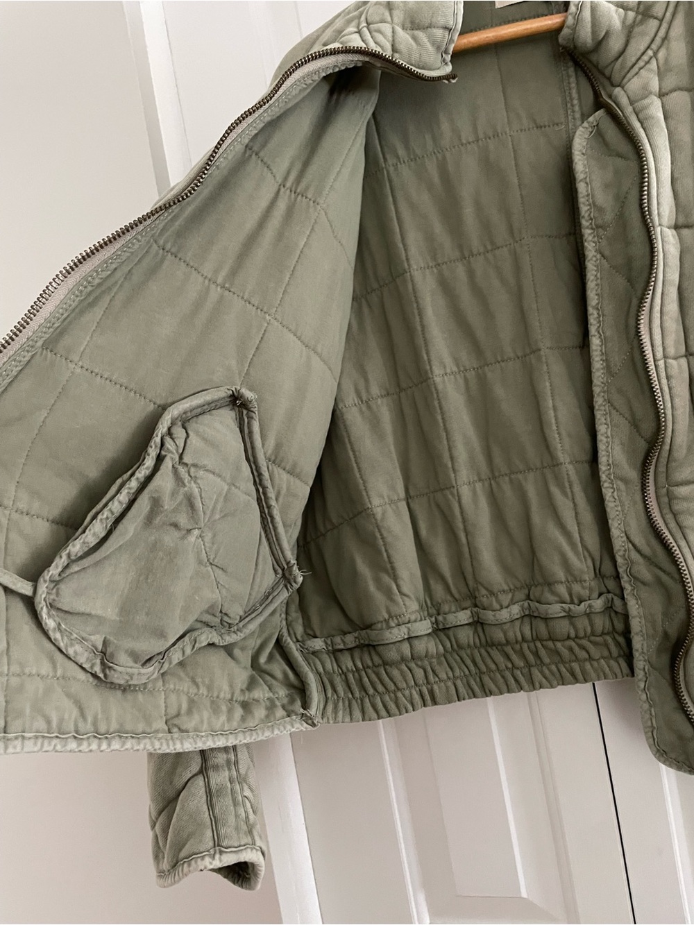 Free People Dolman Quilted Knit Jacket in Moss - Picture 8 of 16